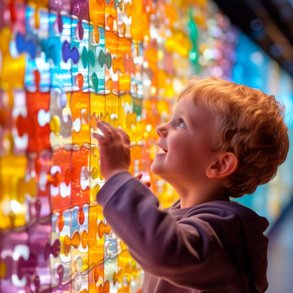 beautiful-child-with-autism-surrounded-by-universe-colorful-puzzle-pieces